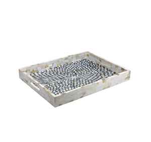 Bandeja artesanal con incrustaciones de fregona y hueso Majestic Fusion, bandeja de lujo a medida para un comedor elegante y estilo interior para el hogar - Product Image 1