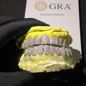 Grillz dentaire personnalisé en argent S925 avec moissanite et diamants, pour hommes et femmes, bijoux haut de gamme, passe le test de luxe - Product Image 6