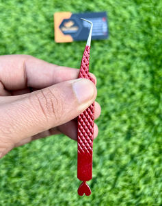 Pinces à épiler professionnelles en acier inoxydable antistatiques pour extensions de cils, 10 mm, pointe lisse, option de logo personnalisé, outil de maquillage pour le volume - Product Image 2