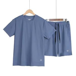 เซ็ตเสื้อผ้าออกกำลังกายผู้ชายน้ำหนักเบาระบายอากาศได้ดีเสื้อยืดแขนสั้นแห้งเร็วชุดกีฬาขนแกะโลโก้ฤดูหนาวฤดูร้อน - Product Image 1