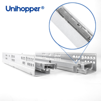 Unihopper 3 plis Pousser pour ouvrir les rails télescopiques à canal caché Glissière de tiroir dissimulée sous montage
