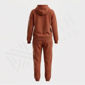 Conjunto Deportivo de Felpa de Algodón Grueso de Alta Calidad Personalizado con Color Personalizado, Sudadera con Capucha y Pantalones Deportivos para Mujer con Lavado Ácido - Product Image 2