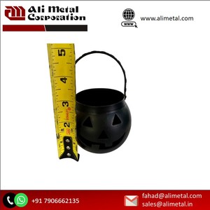 BOUGIE DE LUXE JACK O LAMPE DÉCOR DE FÊTE LANTERNE CITROUILLE GALVANISÉE LANTERNE HALLOWEEN AVEC POIGNÉE EN MÉTAL - Product Image 2