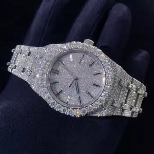 Montre à quartz analogique pour homme de luxe de 5mm avec bracelet en acier inoxydable premium Moissanite et diamant entièrement glacé Hip Hop à cadran antique - Product Image 4