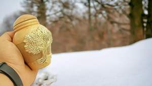 Wooden Cremation Urns for Ashes Adult Male/Female -Beautiful Unique 3D Style Decorative Urns W/<b>Velvet</b> <b>Bag</b> -5" (Tree of Life) - Product Image 3