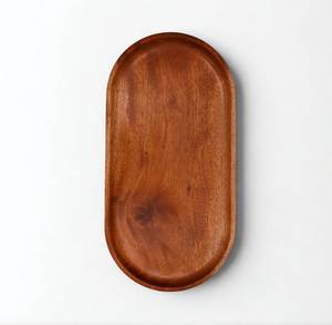 Bandeja ovalada de Caoba Africana hecha a mano: plato de madera rústico para servir - Product Image 4