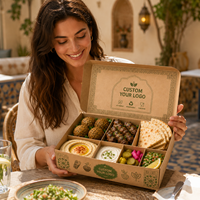 Conteneur à emporter en papier biodégradable et écologique avec séparateurs pour la restauration de mezze, de falafel et de kebab du Moyen-Orient