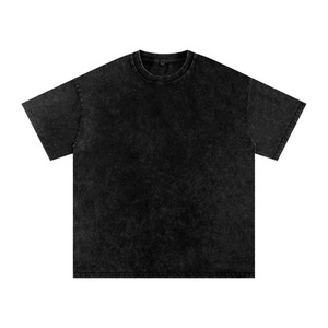 T-shirts pour hommes personnalisés, tricotés, surdimensionnés, imprimés à l'écran, vintage, en coton déchiré, à double gaufrage, à manches courtes, délavés à l'acide - Product Image 2