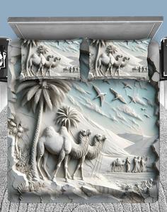 Juego de Sábanas Planas de 3 Piezas, Impresas en 3D, 100% Poliéster, 300 Hilos, 60 Hilos por Pulgada, Personalizables, Marca OEM, Venta al Por Mayor de Fábrica - Product Image 2