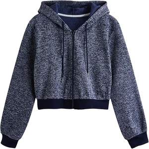 Ensemble de sweat-shirt à manches longues en coton respirant surdimensionné à séchage rapide pour femmes Design personnalisé imprimé Crop Top Hoodies - Product Image 1