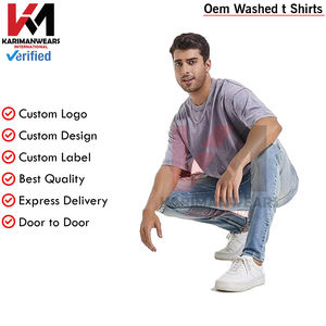 T-shirts surdimensionnés pour hommes T-shirts graphiques vintage délavés à la pierre Chemises en coton épais T-shirts décontractés à coupe ample - Product Image 4