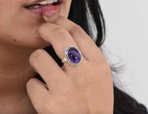 Bague ovale en améthyste 12x16mm en argent sterling 925 faite à la main Bijoux en pierres précieuses Vente en gros Fournisseur Bague en argent - Product Image 1