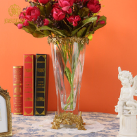 Bijoux haut de gamme de luxe doux accessoires pour la maison salon fleur insérer verre de cristal européen américain avec cuivre