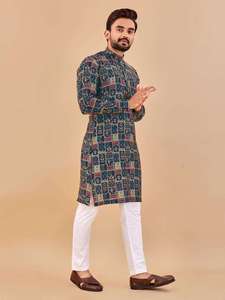 Lightweight <b>Summer</b> Wear Cotton Fabric Mens Kurta <b>Pyjama</b> Breathable Fabric Cooling Material Ideal <b>For</b> Hot Weather Comfortable - Product Image 3