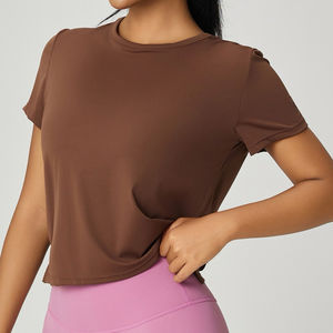 Directement du fabricant B2B T-shirts respirants à col rond pour femmes Options unies et imprimées Vêtements de sport T-shirts à col rond pour femmes - Product Image 3