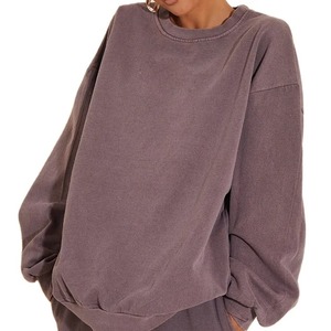New 2024 Heavy <b>Weight</b> 100% Cotton Sun Washed Hoodies Sweatshirts Custom Oversized Vintage Distressed Men Crewneck Acid Wash - Product Image 4