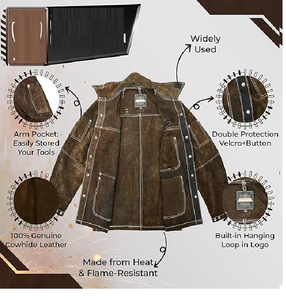 Personalizar cuero de vaca Split chaqueta de soldadura hombres soldador chaqueta tIndustrial seguridad - Product Image 6