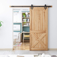 Oredy Cadre en aluminium noir Porte coulissante en bois massif Porte de grange et kit de quincaillerie pour la maison