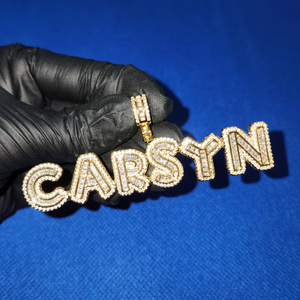 Pendentif personnalisé en argent 925 avec moissanite, collier avec lettre en diamant glacé, collier classique plaqué or, bijoux de luxe unisexe, cadeau - Product Image 6