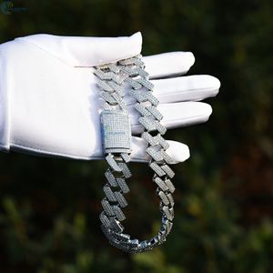 Chaîne cubaine à maillons glacée Moissanite Hip Hop chaîne personnalisée 22MM Miami chaîne cubaine pour lui - Product Image 3