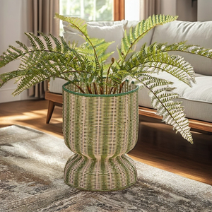 Tienphong, venta al por mayor, soportes de soporte para plantas de ratán verde y blanco de centeno hechos a mano, cubiertas de macetas de árboles grandes para uso en interiores y exteriores - Product Image 3