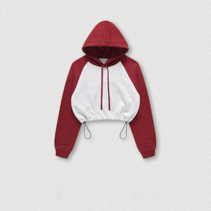 Custom Color Block Raglan Sleeve Crop <b>Top</b> Hoodies Women's Hoodies - Product Image 6