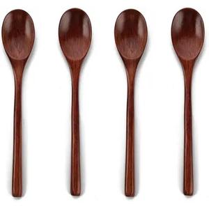Couverts Ustensiles de cuisine Cuillère en bois Ensemble de cuillères de table en bois naturel avec corps durable et bords sûrs pour tous les âges - Product Image 6