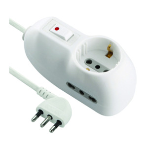 Multipresa 10A-2 Bipasso + 1 Schuko con Interruttore di Sicurezza - Product Image 1