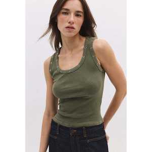 Sous-vêtement décontracté avec détails à œillets et logo frontal, style délavé - Product Image 2