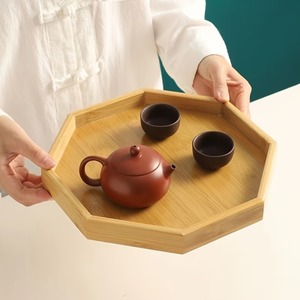 Plateaux en bois de bambou octogone pour la décoration de la cuisine à domicile plateaux de service en bois multifonctionnels au meilleur prix - Product Image 6