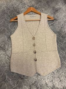 Chaleco de punto de lana y algodón con cuello en V informal para mujer Top con capucha abotonado elegante y cómodo con diseño de moda - Product Image 1