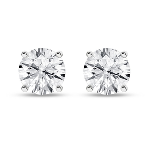 Boucles d'oreilles à 4 griffes Push Back Diamond Studs Round 2ct DEF VVS Clarity Lab Grown Diamond 14K White Gold Stud Earrings - Product Image 2