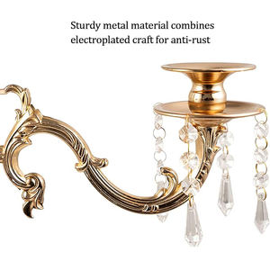 Candelabro de 5 brazos de Metal de tamaño personalizado con acabado dorado de calidad superior, soporte de vela, cuentas de cristal, decoración de mesa, boda y evento - Product Image 6