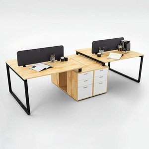 HBRT072 โต๊ะสี่ขาทรงสี่เหลี่ยมพร้อมตู้ไม้ธรรมชาติ ดีไซน์สไตล์มินิมอล - Product Image 1