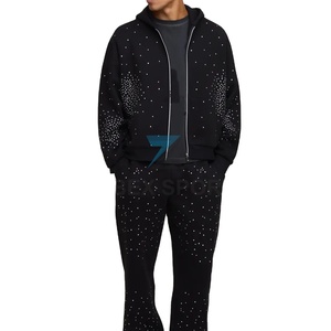Sweat-shirt pour homme avec strass, design personnalisé, fournisseur de sweats à capuche personnalisés avec strass pour homme, mode haut de gamme - Product Image 1