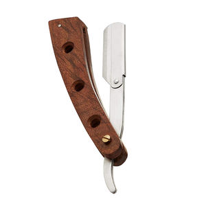 Maquinillas de afeitar de un solo borde para peluquero, mango de madera con agujero, maquinillas de afeitar duraderas de acero inoxidable para peluquería - Product Image 6