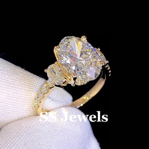 3Ct <b>Oval</b> Cut Solitaire VVS1 <b>Moissanite</b> Diamond Prong Setting <b>Ring</b> 925 Silver Rhodium Plated Women's <b>Engagement</b> Wedding - Product Image 5