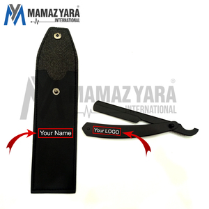 Rasoir droit de style turc sur mesure en acier inoxydable, rasoir de barbier à lame coupante avec étui en cuir de qualité supérieure - Product Image 1