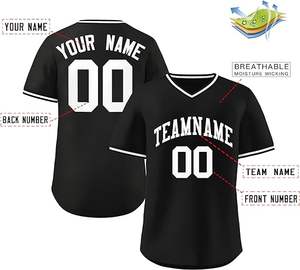 Camiseta de béisbol con cuello en V y diseño de logotipo personalizado, impresión por sublimación personalizada de fábrica, cuello en V, Béisbol de poliéster 100% - Product Image 2