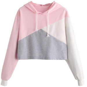 Sudadera corta de chándal de manga larga en blanco de gimnasio para mujer de algodón al por mayor con logotipo personalizado - Product Image 2