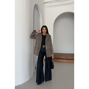 Chaqueta de Cachemira de Alpaca Marrón para Mujer, Estilo Boyfriend - Product Image 4