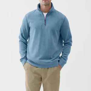 Sudaderas Personalizadas OEM de Alta Calidad para Hombre, Sudaderas Lisas de Algodón Mezclado, Sudadera con Cierre de Cremallera de Cuarto, Sudadera con Cuello de Cremallera para Hombre - Product Image 6