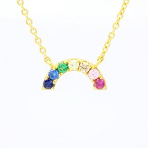 สร้อยคอสีรุ้งสำหรับเด็กผู้หญิงทำจากเงินแท้สีเหลืองทอง925ทันสมัย - Product Image 2