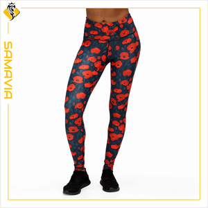 Samavia กางเกงเลคกิ้งเอวสูงสำหรับผู้หญิง, กางเกงโยคะแบบแอคทีฟสำหรับออกกำลังกายในยิมและวิ่งกีฬาพิมพ์ลายหนังสัตว์เอวโลโก้ - Product Image 1