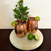 Nouvel Arrivage Meilleures Ventes Verre à Gobelet en Cuivre Pur Martelé Écologique avec Couvercle, Logo et Taille Personnalisables, Vaisselle de Table pour Boissons