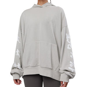 Venta al por mayor: Sudadera casual de invierno para mujer, 100% algodón, lavado mineral, hombros caídos, peso pesado, efecto desgastado, estilo vintage ácido, oversize - Product Image 3