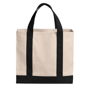 Sac fourre-tout en toile respirante avec logo personnalisé, 16 oz, 100 % coton, résistant, grand sac à bandoulière pour le shopping, poche avec fermeture éclair - Product Image 1