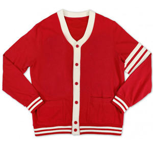 Cárdigan Personalizado de Invierno con Cuello en V, Manga Larga, Color Blanco y Rojo, para Hermandades Universitarias y Fraternidades, Antiarrugas y Grueso - Product Image 1