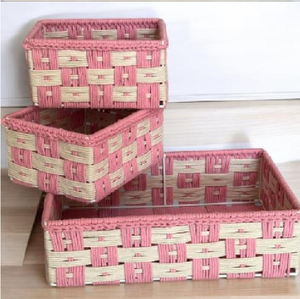 Best Selling Custom Pink Cotton Hamper Basket Rectangular Multipurpose Organizer <b>Storage</b> <b>Box</b> Made in India - Product Image 2