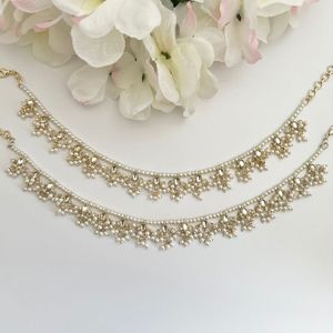 NIEN Fußkettchen Party Wear Pearl Kundan Schmuck für Fuß Knöchel moderne traditionelle indische Faux Imitation Mode für Frauen Mädchen